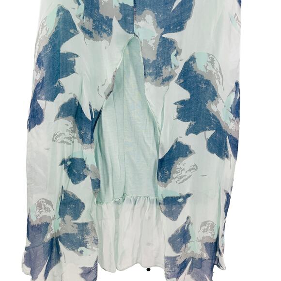 M Made in Italy Teal Floral Silk Flowy Sleeveless Lined Lightweight Tank Top L - Picture 3 of 8